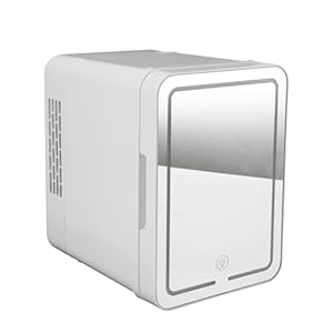 Fockety Huidverzorgingskoelkast, 6 liter, mini-koelkast met led-spiegel, thermo-elektrische AC/DC-koeler en warmer, drankkoelkast voor slaapkamer, kantoor, slaapzaal, auto, dranken