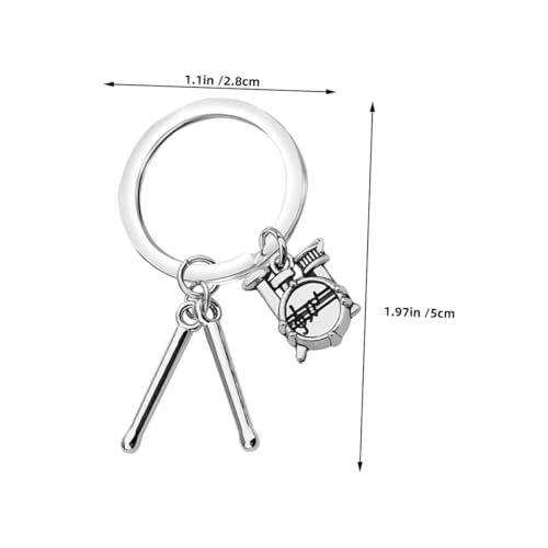 Llavero colgante de baqueta de batería BESPORTBLE, estilo metal plateado, para músicos, mochilas, bolsos y carteras miniatura 2