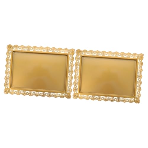 Cabilock 2 Piezas Molde Para Pasteles De Hierro Platos Plato De Frutos Secos Bandeja De Oro Bandeja De Postres Canasta De Frutas Colgante Bandeja De Servicio Con Asas Lámina Golden Planchar