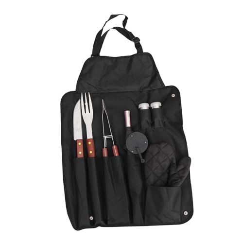 Kit de 8 piezas para barbacoa con mango de madera y acero inoxidable miniatura 1