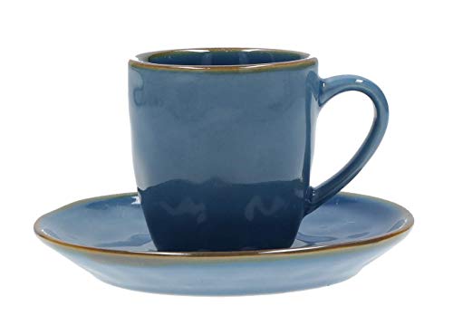 Rose e Tulipani 2 Teil. Set Concerto BLU AVIO Espressotasse mit Untertasse Blau Espresso Tasse italienisch Steinzeug mediterraner Italien Retro Stil Cover
