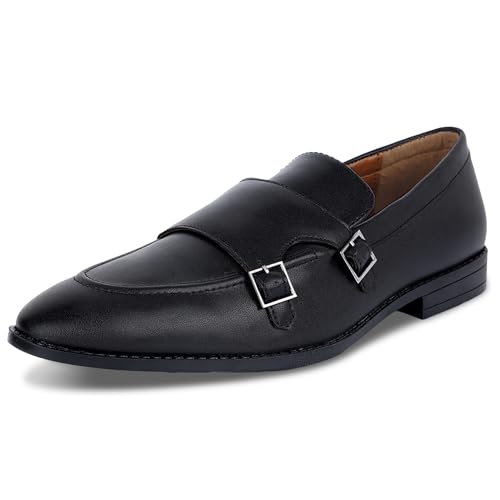 Image of LOUIS STITCH Oxford Formal Shoes for Men | Slip-on Monk Style | Office Shoes for Men | Ideal for Business, Casual, Parties | Solid Obsidian Black UK Size 11 (LSRG FM)