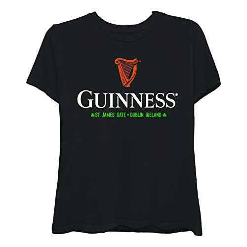Guinness Ladies Beer Label Shirt - The Irish Stout Brewery Logo Shirt Graphic Shirt (Black, Medium)