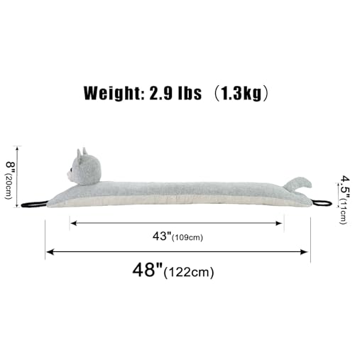 Image of Marwood Under Door Draft Stopper Decorative Wind Stopper 48 inch for Door & Window, Weighted Animal Air Draft Stopper Snake Noise Blocker for Bottom of Door with Hanging Loops - Grey Cat