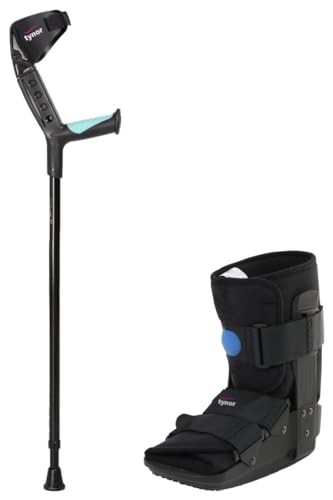 Image of TYNOR Walker Boot Air- Short, Black, Small, 1 Unit Elbow Crutch Adjustable, Black, Universal Size, 1 Unit