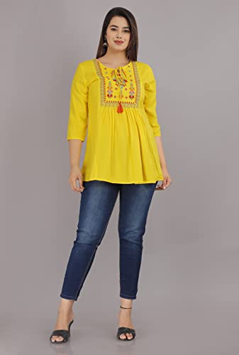 Image of Ganga febtex Women's Rayon Embroidered Short Kurti /Tops