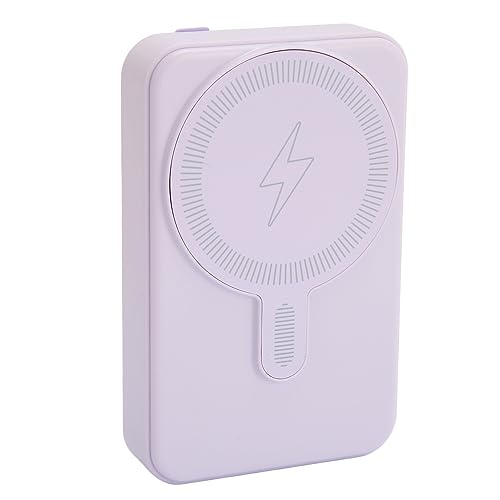 Generic Cargador Inalámbrico Portátil, Batería Externa Magnética Compacta de 10000mAh de Capacidad, Plegable de 15W para 14, 13, 12 Mini (Morado Claro)