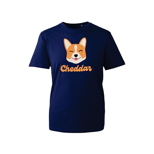 Cheddar Corgi Dog T-Shirt – Cute Cartoon Pet Lover Tee Funny Gift for Dog Owners & Corgi Fans (Navy, 3XL Years)