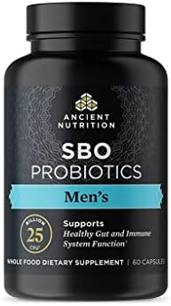 Probiotics for Men by Ancient Nutrition, SBO Probiotics Men's 60 Ct, for Gut Health, Digestive and Immune Support, Boosts Muscle Mass and Fat Metabolism, 25 Billion CFUs* Per Serving Product Image