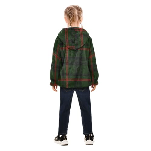 GuoChe Black Green Red Plaid Baby Girl Fleece Jacket4