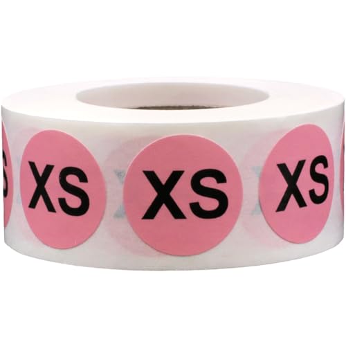 Étiquettes vêtements XS roses pour identifier rapidement la taille en rayon