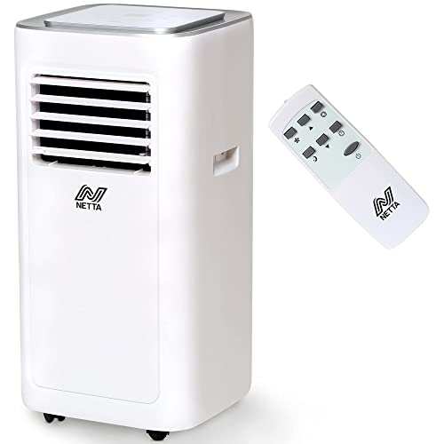 NETTA Portable Air Conditioner 3-IN-1 8000BTU, Dehumidifier, Cooling Fan - Remote Control, LED Touch Control, Adjustable Temperature, for Home, Bedroom, Living room,Office