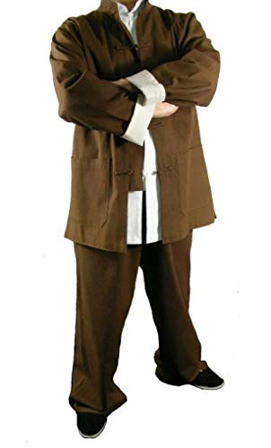 100% Cotton Brown Kung Fu Martial Arts Tai Chi Uniform Suit Xl #TOP2