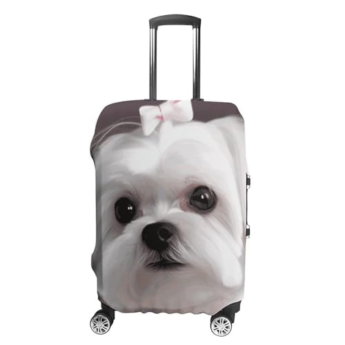Lovely Maltese Dog Luggage Covers Elastic Suitcase Cover Protector Cute Travel Suitcase Protector Anti-scratch Fits 19-32 Inch Luggage M