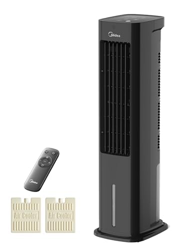 Midea Silent Air Cooler Pro 4 in 1 condizionatore portatile silenzioso: refrigeratore d'aria, ventilatore a torre, umidificatore e purificatore d'aria, con telecomando, serbatoio dell'acqua da 5 l