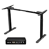 AIMEZO Support de bureau électrique réglable en hauteur - Cadre de bureau réglable en hauteur avec port USB-C - Contrôle de la mémoire et fonction anti-collision - Noir