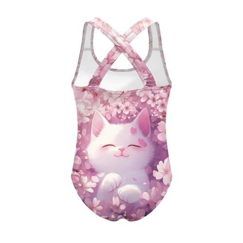 Image of WELLFLYHOM Girls Swimsuit 5-14 Cross Back Swimwear Full Coverage One Piece Bathing Suit Sleeveless Beachwear