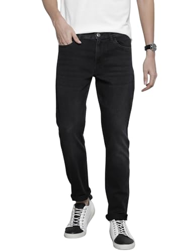 Image of The Indian Garage Co Men Slim Fit Solid Mid-Rise Stretchable Jeans