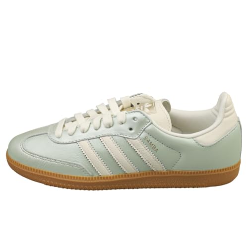 Image of adidas Samba OG Women's Shoes, Linen Green Metallic /Off White /Cyber Metallic, Size 5.5
