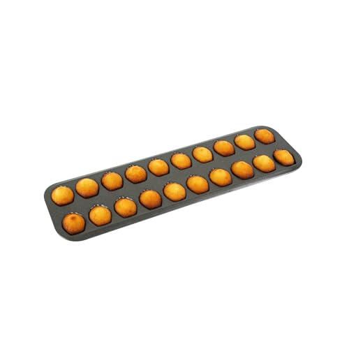 Gobel - Plaque de 20 Mini Madeleines - Acier - Revêtement Antiadhérent Bicouche Garanti sans PFAS - Qualité Professionnelle – Fabriqué en France