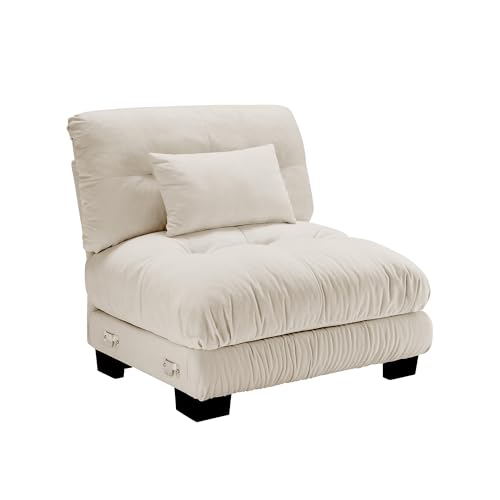 Image of SoarFlash Velvet Sectional Middle Position Sofa, Camel