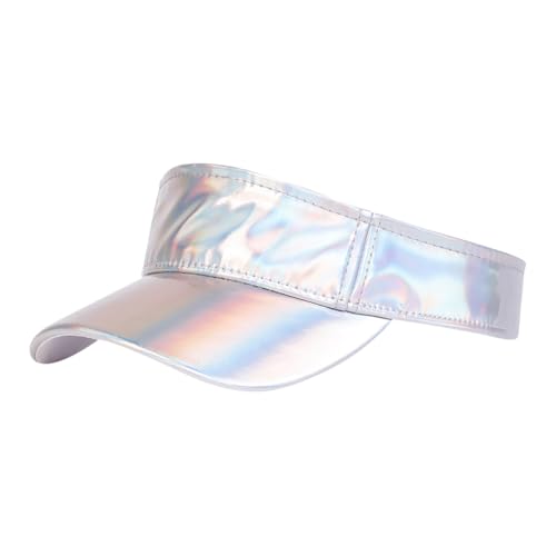 JIHUOO - JIHUOO Sport-Sonnenblende, glänzend, Sportkappe, verstellbar, leeres Oberteil, Baseball-Sonnenkappe, bunte Ballkappen, Golfmütze für Damen und Mädchen, weiß, head circumference 54-60cm