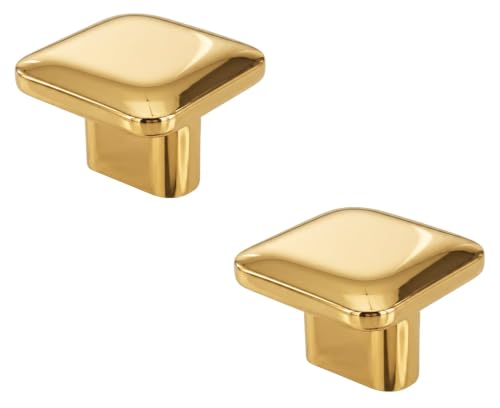 Image of JAGGER JAG401 Drawer Knobs for Home & Office - Durable and Elegant Stainless Steel Door Knob for Cabinets, Cupboards & Dressers (2, Gold (Square))