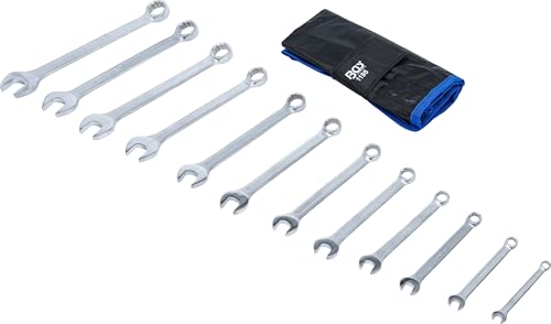 BGS 1195 | Maul-Ringschlüssel-Satz | 12-tlg. | Zollgrößen | SW 1/4\ - 15/16\ | inkl. Tetron-Rolltasche | Gabelringschlüssel