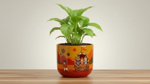 Image of Terracotta Planter - Premium Glass Coated Planters for Home Decor | Artistic Flower Pots for Garden & Indoor | Table Top Decor (Jaganntha Cart)