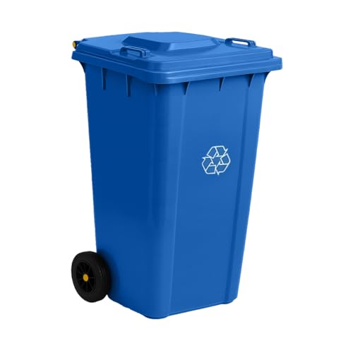 SunSierra 64 Gallon Blue Wheeled Rectangular Heavy-Duty Recycle Bin, Garbage Can, Trash Container with Wheels for Indoor/Outdoor/Warehouses/Restaurants