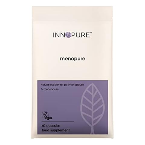 Perimenopause & Menopause All-in-One Supplement (2 Month Supply) with Natural Plant Estrogens - Easy to Swallow Capsules (Not Tablets) Menopure is UK Made by Innopure Cover