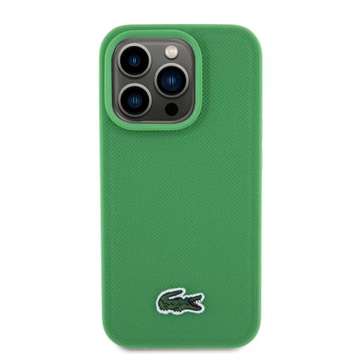 CG Mobile Lacoste HC Magsafe Iconic Petit Piqué Logotipo Tejido de Poliuretano para iPhone 15 Pro MAX, Color Verde
