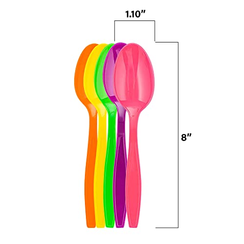 Candy Colored Medium Weight Polystyrene Plastic Tea Spoons In Pink, Green, Orange, Yellow, Purple By Mt Products (50 Pieces) #TOP1