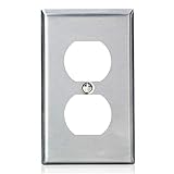 Leviton 84003 1-Gang Duplex Device Receptacle Wallplate, Standard Size, Device Mount, Stainless...