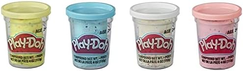 Play-Doh Confetti Compound - Bundle of 4-Colors - Yellow, Pink, Light Blue and White - One 4oz Can of Each Color