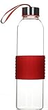 UNIWARE Premium 550ml Borosilicate Glass Water Bottle (Red)