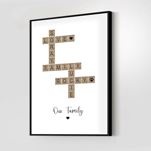 Alicebin Personalized Family Crossword Scrabble Poster Canvas With Name, Custom Family Scrabble Print, Scrabble Picture With Names, Last Name Sign, Name Crosswords Puzzle Art Family Gifts thumb #5
