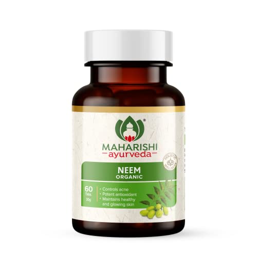 Maharishi Ayurveda Organic Neem Tablets 500 MG | Improves Skin Health | Supports Detoxification| 100% Organic & Safe | 60 Tabs (Pack of 1)