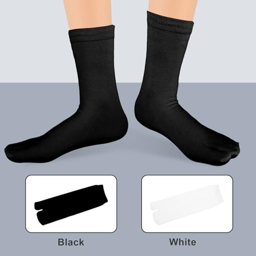 KALIONE 6 paires de chaussettes Tabi à orteils séparés - Chaussettes élastiques unisexes en coton pour homme et femme, Noir , 10-12 – vue 2