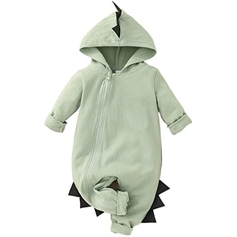 vivifayee Infant Newborn Baby Boys Girls Dinosaur Outfits Halloween Long Sleeve Onesie Hoodie One Piece Romper Jumpsuit Fall Winter Zipper Clothes Cover