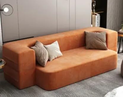 Solid Colors Living Room Sofas Modern Pull Out Bed Recliner Lounge Lazy Sofa Chair Nordic Divano Home Furniture (Orange)