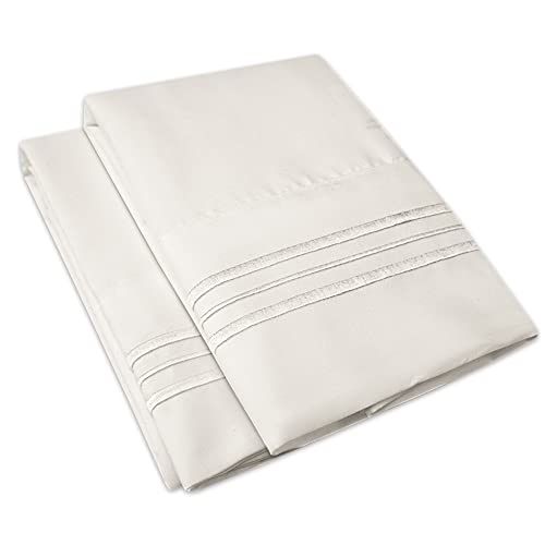 1500 Supreme Collection 2 Pack Bed Pillowcases - Luxury Embroidered Premium Softness and Wrinkle Resistant Breathable Additional Pillowcases for Bed Sheets - Standard, Silver
