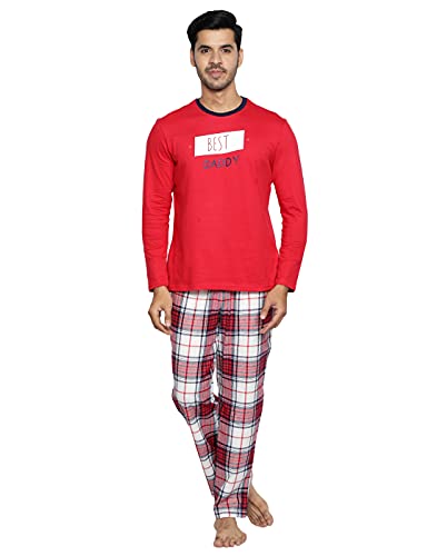 Image of B STORIES Men's 100% Cotton Full Sleeve PJ Set - Checkered Nightwear Set | Soft Loungewear | Comfortable Sleepwear | Stylish Casual Home Wear Shirt & Pant (S-XXL)