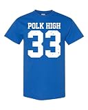 On Coast Al Bundy Polk High School Bundy 33 Funny Football Jersey Novelty T-Shirt, Blue, M