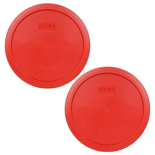 Pyrex 7402-PC Red Round Storage Replacement Lid Cover fits 6 & 7 Cup 7" Dia. Round (2-Pack)