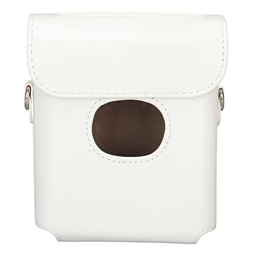 Estuche de cuero PU para cámara Link con correa de hombro ajustable y diseño retro blanco