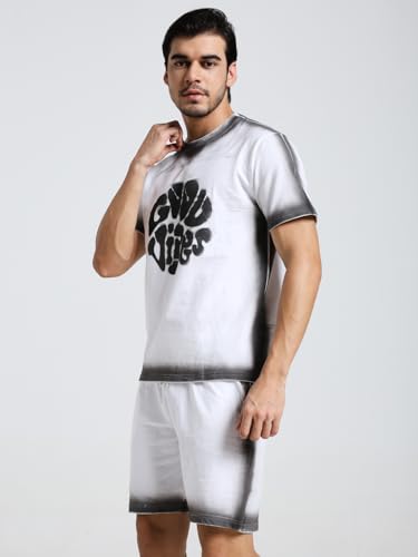 Image of Vogaan Men's Cotton Short Sleeve Tracksuit Summer T Shirt & Shorts Set with 2 Pockets || Casual Co-ord Sets