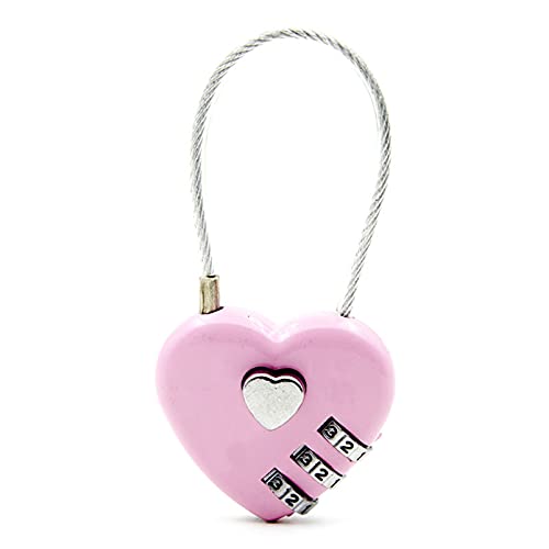 ZRSYH Damen Gepäckschlösser Süßes Herzschloss Zahlenschloss Multifunktionale Kombinationsschlösser Rucksack Laptoptasche Schloss,Rosa Cover