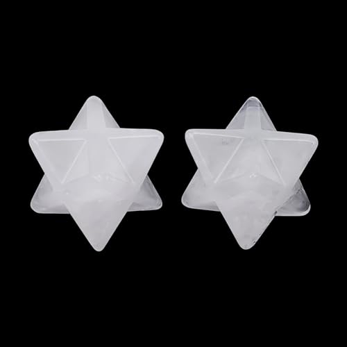 CRAFTYMELYODY 2Pcs Gemstone Clear Quartz Crystal Carved Natural Chakra Star Crystal for Meditation Reiki Stone for Home Display Decor Spiritual Growth Meditation Gifts