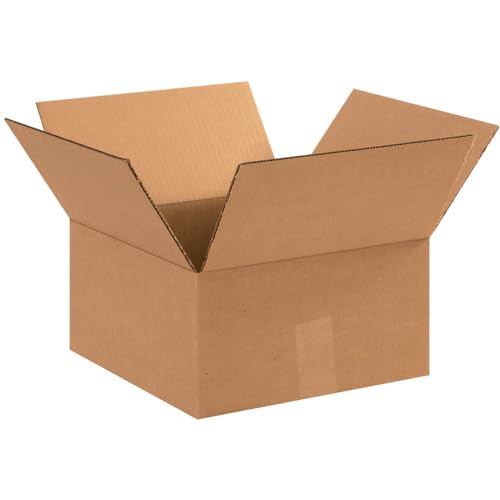 Image of BOX USA Shipping Boxes Flat 12 inchL x 12 inchW x 6 inchH 25-Pack - Corrugated Cardboard Box for Moving, Mailing, Packing, Packaging and Storage